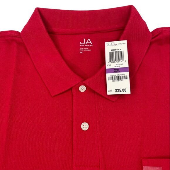 John Ashford Mens Red Polo Shirt Short Sleeve Casual  Sz XXL - Picture 3 of 9